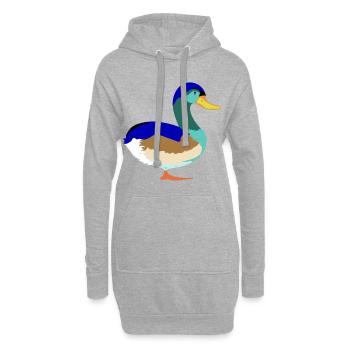 Joli Canard colvert coloré - Sweat-shirt à capuche long Femme - gris chiné - Devant