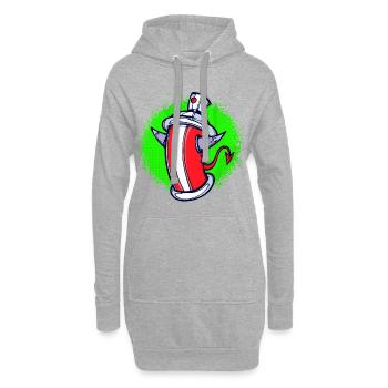 Bombe aérosol Art Illustration Graffiti Street Art - Sweat-shirt à capuche long Femme - gris chiné - Devant