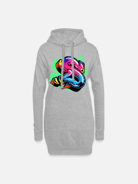 Street Art Graffiti Art Drawing Illustration - Hoodie Dress - heather grey