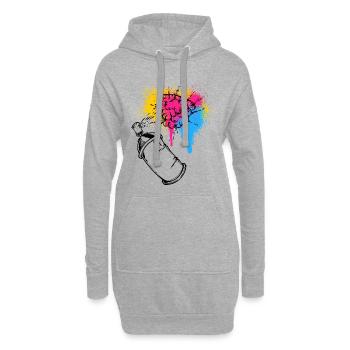 Graffiti Sprayer Spraydose Zeichnen Illustration - Hoodie-Kleid - Grau meliert - Vorne