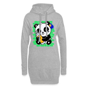 Graffiti Panda Zeichnen Illustration Spraydose - Hoodie-Kleid - Grau meliert - Vorne