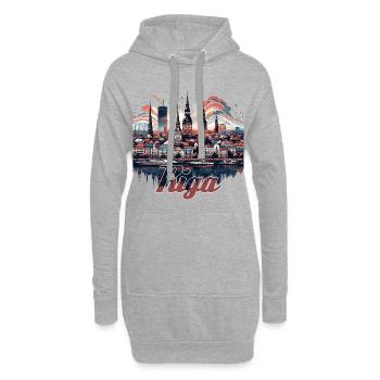 Riga Capitale Lettonie Baltique Cadeau - Sweat-shirt à capuche long Femme - gris chiné - Devant