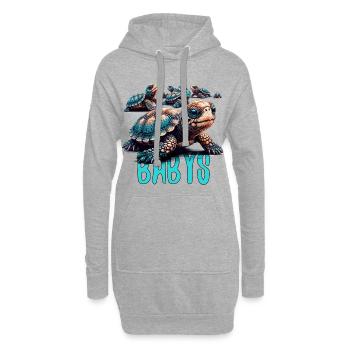 Schildkröte Schildkröten Babys Geschenk - Hoodie-Kleid - Grau meliert - Vorne