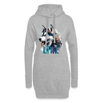 Husky Welpe süß loyal Hund Geschenk - Hoodie-Kleid - Grau meliert - Vorne