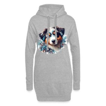 Berger australien chiot chien mignon cadeau - Sweat-shirt à capuche long Femme - gris chiné - Devant