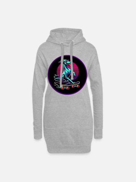 Skating Whippet - Hoodie-Kleid - Grau meliert