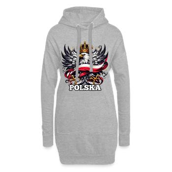 Polen Polska polnisch Flagge Fahne Geschenk - Hoodie-Kleid - Grau meliert - Vorne