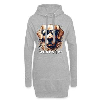 Was geht ab? Cooler Golden Retriever Geschenk - Hoodie-Kleid - Grau meliert - Vorne