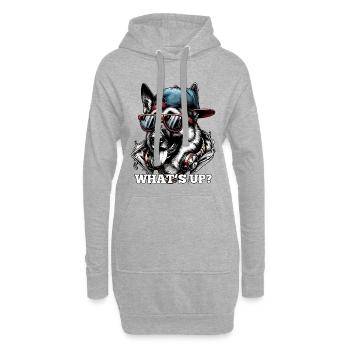 Was geht ab? Schäferhund Hund Sonnenbrille Geschen - Hoodie-Kleid - Grau meliert - Vorne