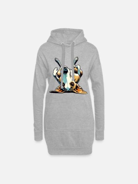 Greyhound Upsidedown - Hoodie Dress - heather grey