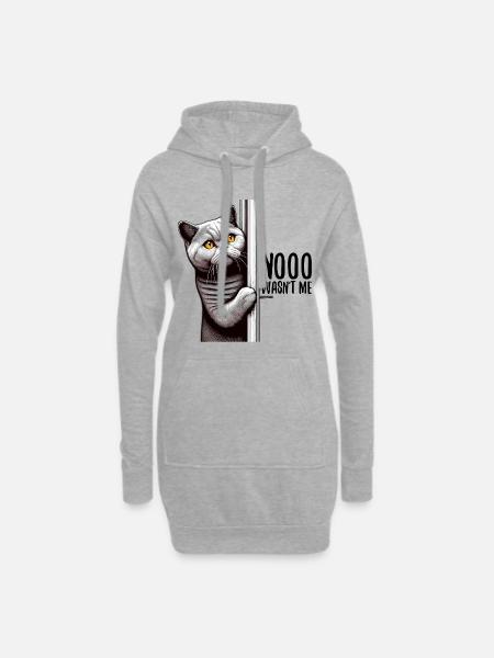 Nein war ich nicht BKH Blue Katze Geschenk - Hoodie-Kleid - Grau meliert