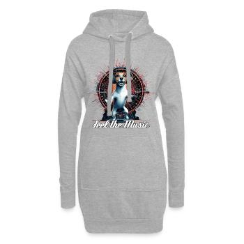 Jack Russell Terrier danse sentir la musique se passe - Sweat-shirt à capuche long Femme - gris chiné - Devant