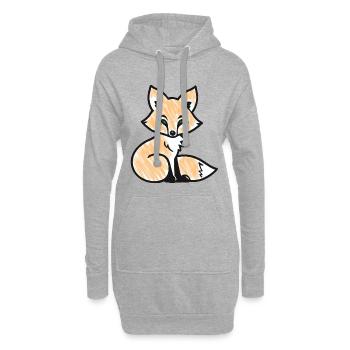 Renard roux (noir) - Sweat-shirt à capuche long Femme - gris chiné - Devant