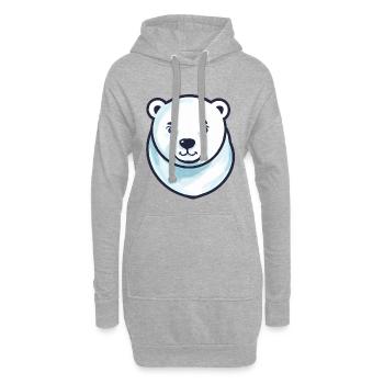 Eisbär-Kopf (Comic) - Hoodie-Kleid - Grau meliert - Vorne
