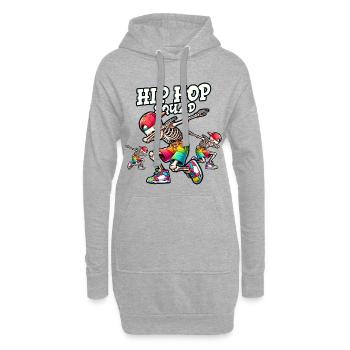 Hip Hop Squad – Cooles Dabbing Skeleton Dab Street - Hoodie-Kleid - Grau meliert - Vorne