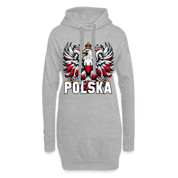 Polen Polska polnisch rot weiß Geschenk - Hoodie-Kleid - Grau meliert - Vorne
