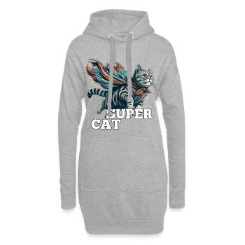 Super Katze Britisch Kurzhaar BKH getigert - Hoodie-Kleid - Grau meliert - Vorne