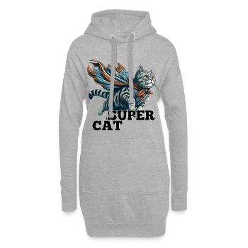 Super Katze Britisch Kurzhaar BKH getigert - Hoodie-Kleid - Grau meliert - Vorne