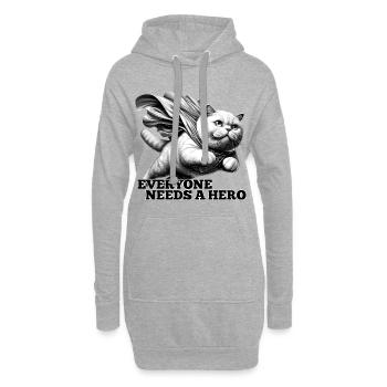 Super Chat Super-Héros BKH Blanc British Shorthair - Sweat-shirt à capuche long Femme - gris chiné - Devant