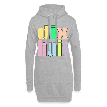 Achtzehn - 18. Geburtstag - 18 Jahre - Zahl 18 - Hoodie-Kleid - Grau meliert - Vorne