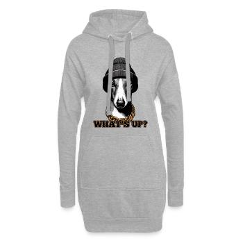 Windhund Was geht ab? Hund Geschenk - Hoodie-Kleid - Grau meliert - Vorne