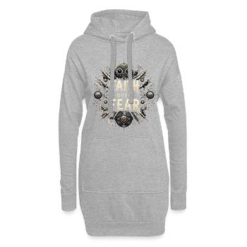 La foi avant la peur Steampunk - Sweat-shirt à capuche long Femme - gris chiné - Devant