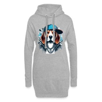 Beagle Gangsta Hund Cappy Geschenk - Hoodie-Kleid - Grau meliert - Vorne
