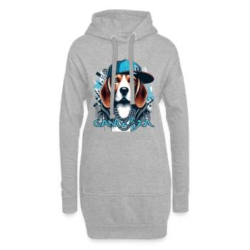 Beagle Gangsta Hund Cappy Geschenk - Hoodie-Kleid - Grau meliert - Vorne