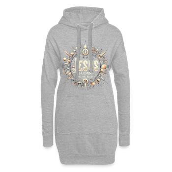 Jesus kommt: Bist du bereit - Hoodie-Kleid - Grau meliert - Vorne