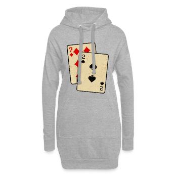 Poker Jeu de cartes Jeux de hasard Casino Poker Round - Sweat-shirt à capuche long Femme - gris chiné - Devant