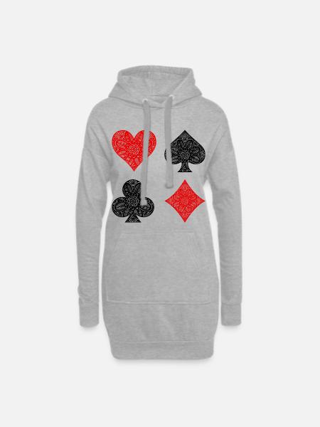 Casino Poker Kartenspiel Glücksspiel Zocken Pokern - Hoodie-Kleid - Grau meliert