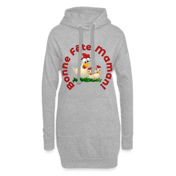 Bonne Fête des Mères Poules - Sweat-shirt à capuche long Femme - gris chiné - Devant