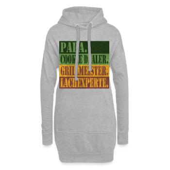 Papa – Dealer de biscuits, maître du grill, expert en rires - Sweat-shirt à capuche long Femme - gris chiné - Devant