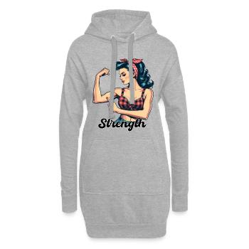 Stärke starke Frau Rockabilly Bizeps Geschenk - Hoodie-Kleid - Grau meliert - Vorne