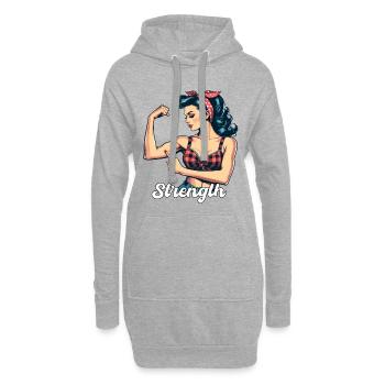 Stärke starke Frau Rockabilly Bizeps Geschenk - Hoodie-Kleid - Grau meliert - Vorne