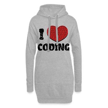 Code Developer Skripting Debug Herz Statement - Hoodie-Kleid - Grau meliert - Vorne