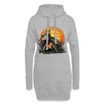 papa tortue fils père tortue - Sweat-shirt à capuche long Femme - gris chiné - Devant