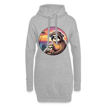 Papa Fils Paresseux Pères Fils Paresseux Vintage - Sweat-shirt à capuche long Femme - gris chiné - Devant