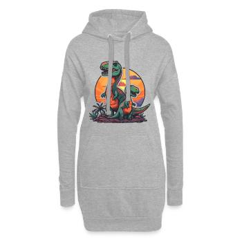Dinosaure Papa Dino Père Fils Vintage Rétro - Sweat-shirt à capuche long Femme - gris chiné - Devant