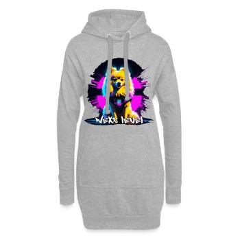 Kleinspitz Spitz Next Level Cyber Hund Geschenk - Hoodie-Kleid - Grau meliert - Vorne