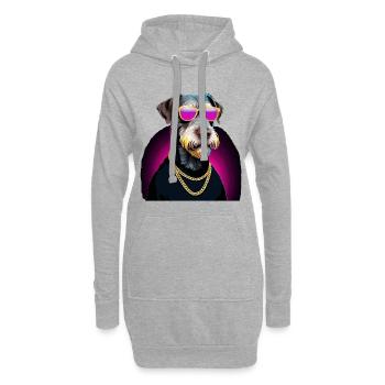 Cadeau de chien allemand à poil dur Gangsta Gangster - Sweat-shirt à capuche long Femme - gris chiné - Devant