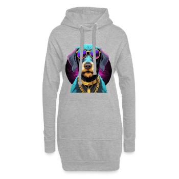 Cadeau de chien allemand à poil dur Gangsta Gangster - Sweat-shirt à capuche long Femme - gris chiné - Devant