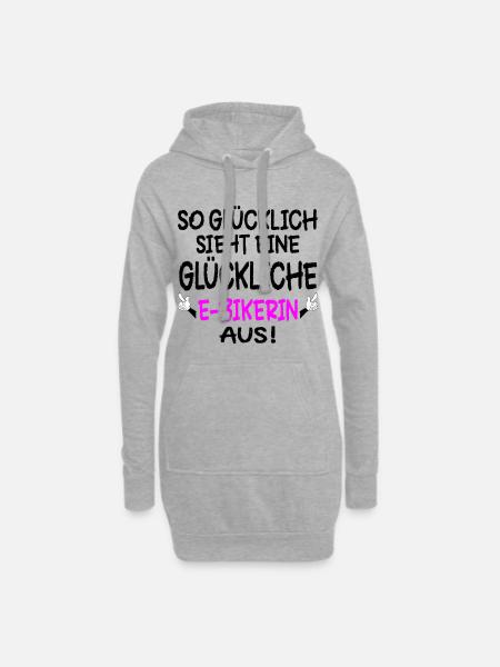 GLÜCKLICHE E-BIKE - FAHRRADFAHRERIN RAD - Hoodie-Kleid - Grau meliert