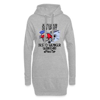 Déclaration de ravitaillement Station essence Diesel Energie - Sweat-shirt à capuche long Femme - gris chiné - Devant