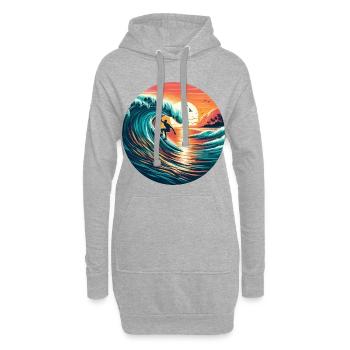 Surfeur au coucher du soleil - Sweat-shirt à capuche long Femme - gris chiné - Devant