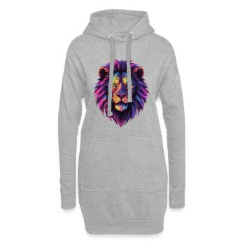 Löwe Löwenkopf geometrisch Geometrie bunt Geschenk - Hoodie-Kleid - Grau meliert - Vorne