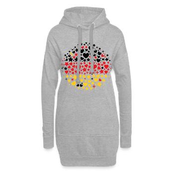 Deutsche Flagge Deutschland Fahne Herzen Sterne - Hoodie-Kleid - Grau meliert - Vorne