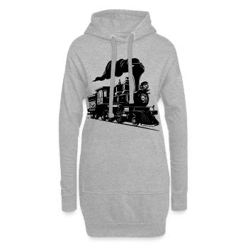 Dampflokomotive Zeichnung - Hoodie-Kleid - Grau meliert - Vorne