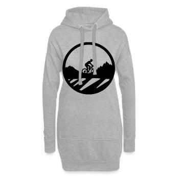 Dessin de cycliste de vélo de montagne - Sweat-shirt à capuche long Femme - gris chiné - Devant