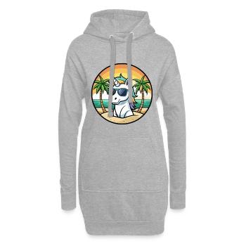 Ambiances de plage avec lunettes de soleil licorne cool coucher de soleil - Sweat-shirt à capuche long Femme - gris chiné - Devant